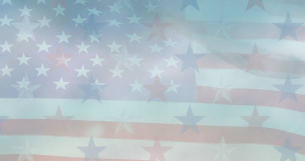 istock Composition of blue white and red stars over american flag 1334890436