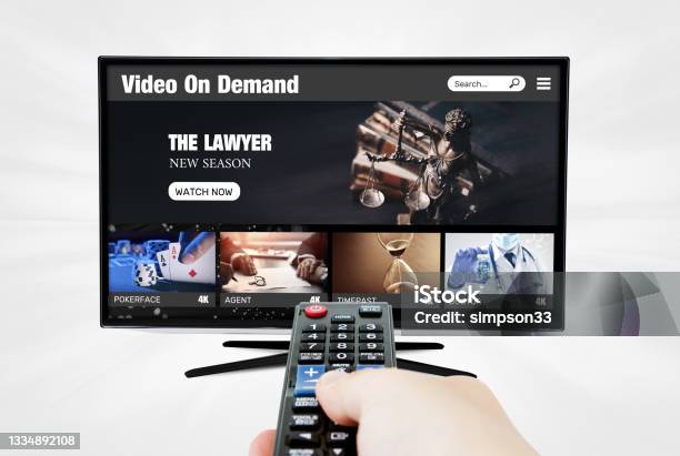 Video On Demand Tv Streaming Multimedia Stock Photo - Download Image Now - Streaming Service, Television Industry, Television Set