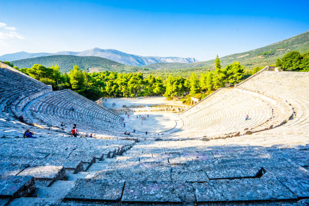 Epidavfos, Greece - 16 February 2023 - The old Greek theater of Epidavros