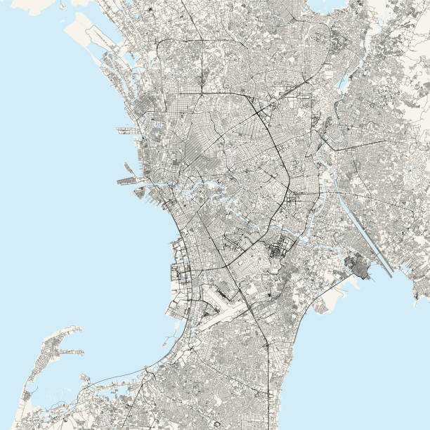 Manila, Philippines Vector Map Topographic / Road map of Manila, Philippines . Original map data is open data via © OpenStreetMap contributors. All maps are layered and easy to edit. Roads are editable stroke. national capital region philippines stock illustrations