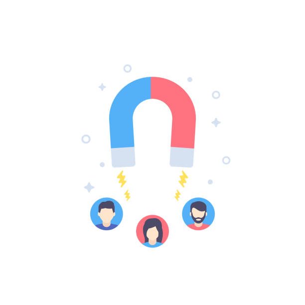 fitness, health, gym trendy icons on circles Customer retention icon with magnet customer retention stock illustrations
