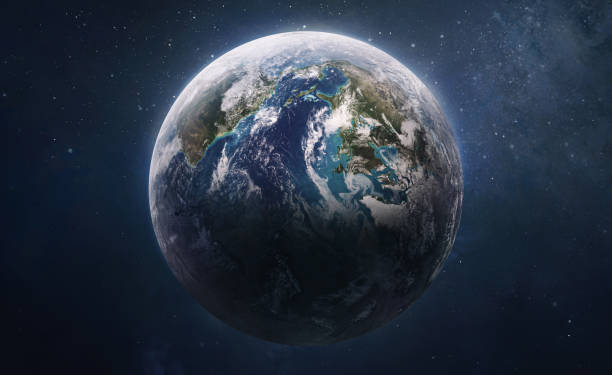 istock Earth planet globe in deep outer space. Atmosphere and clouds. Exploration of solar system. Elements of this image furnished by NASA. 1334900057