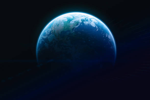 istock Sphere of Earth planet on dark isolated background. Blue ocean and continents. Solar system element. Elements of this image furnished by NASA 1334900064