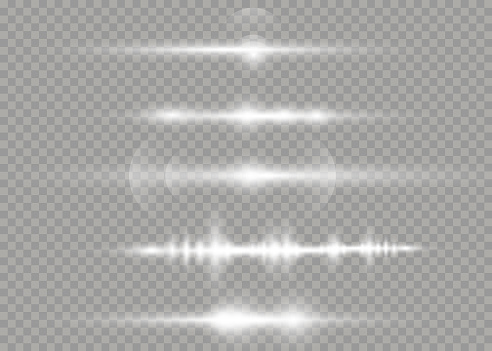 Laser beams, horizontal light rays, white glowing line.