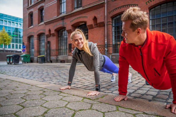 istock Active young couple exercise outdoors 1334902265