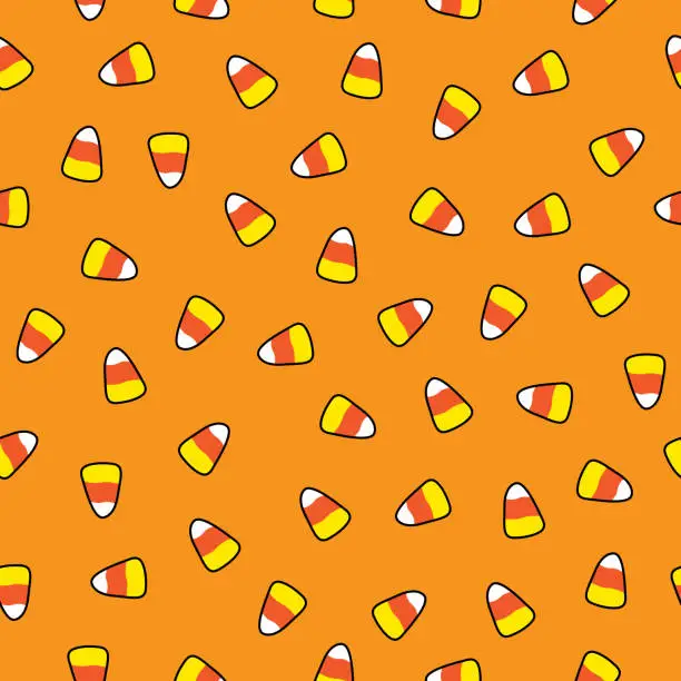 Vector illustration of Orange Candy Corn Seamless Pattern
