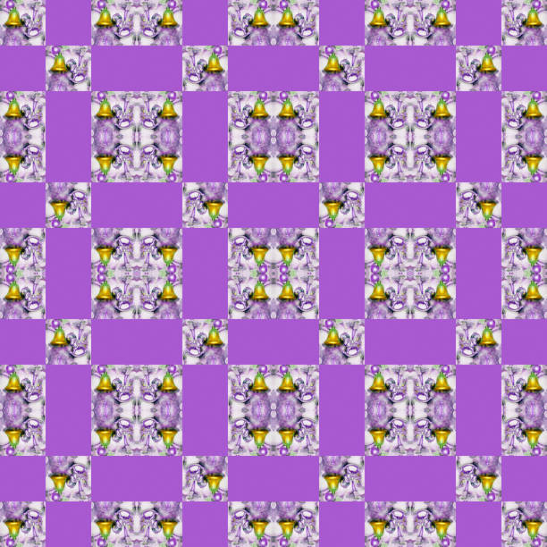 istock Seamless, purple square background with Christmas decorations 1334906147