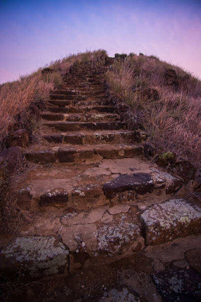 istock Run down stone staircase up the side of a hill 1334908127