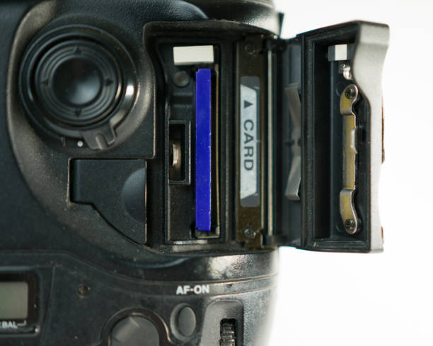 istock Blue compact flash card in a DSLR slot. 1334909494