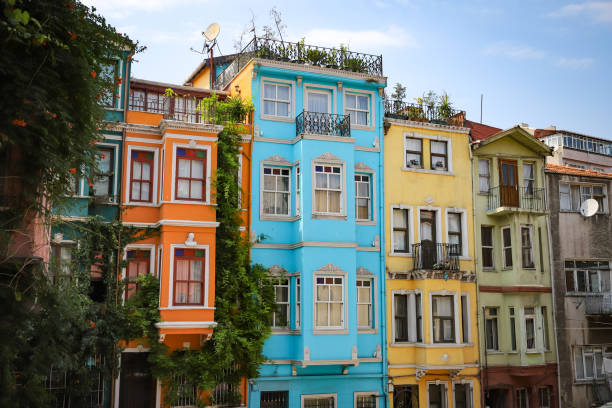 old houses in fener district, istanbul city, turkey - balat stok fotoğraflar ve resimler