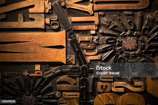 Wooden Printing Letters Stock Photo - Download Image Now - Design, Antique, Art