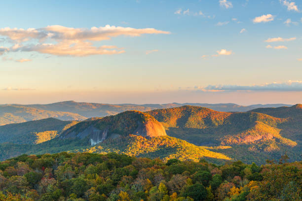 pisgah national forest, north carolina, usa at looking glass rock - looking glass rock imagens e fotografias de stock