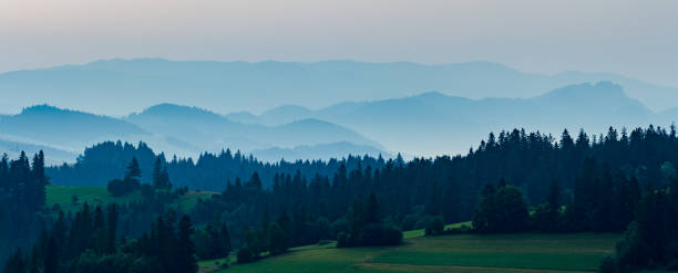 A view of the Pieniny Mountains and Gorce Mountains A view of the Pieniny Mountains and Gorce Mountains szczawnica stock pictures, royalty-free photos & images