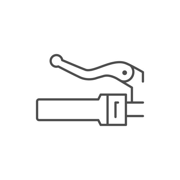 Motorcycle grip line outline icon Motorcycle grip line outline icon isolated on white. Vector illustration throttle stock illustrations
