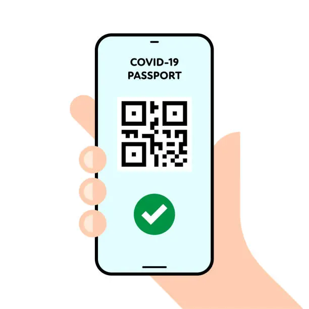Vector illustration of Covid-19 Health Passport Screen Concept on Mobile Phone Screen