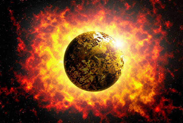 istock Burning nebula with fiery intensity. Unknown planet from outer space. 3D Illustration3D illustration 1334924021