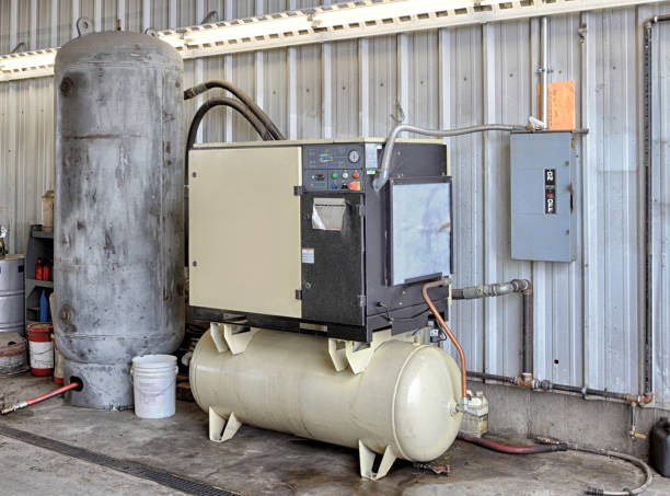 industrial air compressor stock photo