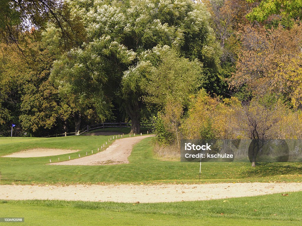 Parcours de Golf en automne - Photo de Drapeau libre de droits