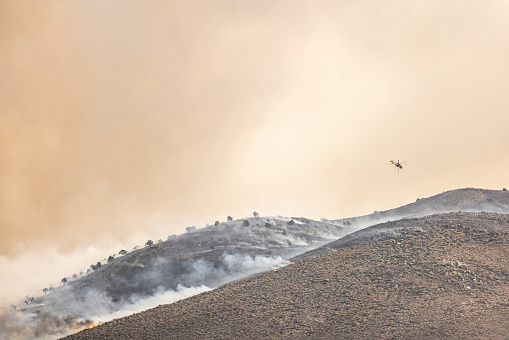 Stock photo of a wildfire burning in Nevada near Carson City