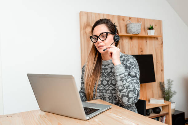 istock Callcenter Agent Working Home, Student Preparing Examinations, Reading Blog Content, Watching Internet Interesting Videos, Podcast Listening, Learning New Things 1334932822