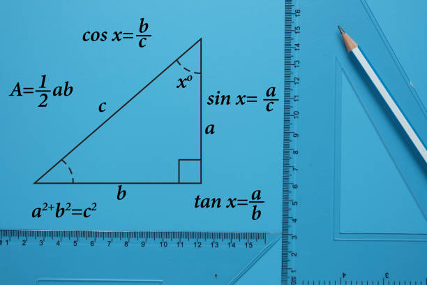 educación en trigonometría - geometry geometric shape protractor mathematics fotografías e imágenes de stock