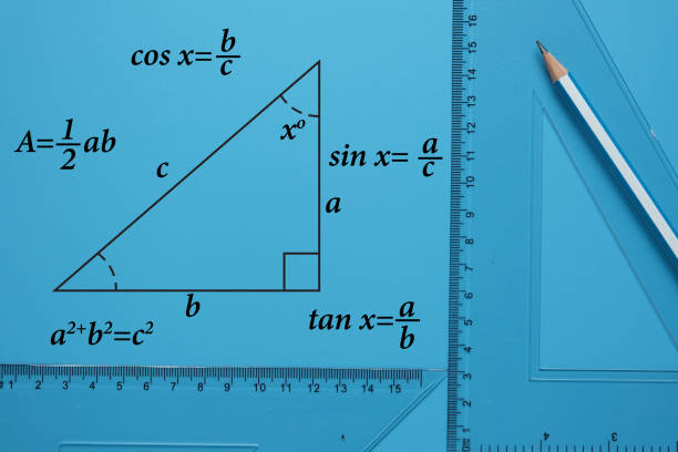 educazione alla trigonometria - geometry mathematics mathematical symbol triangle foto e immagini stock