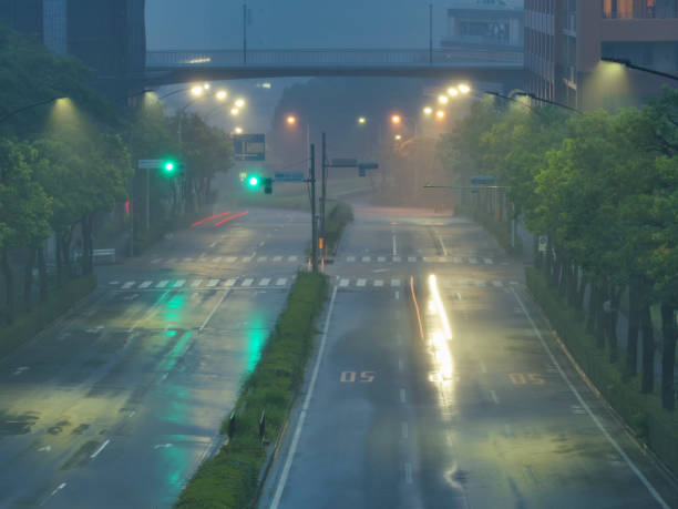 Street under Heavy rain in Tama, Tokyo