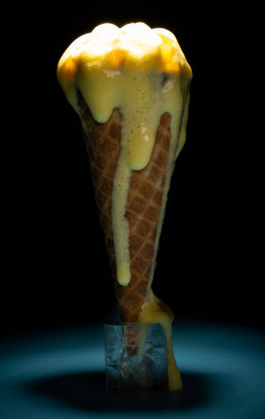 istock melting ice cream cone highlighted in dark 1334941881