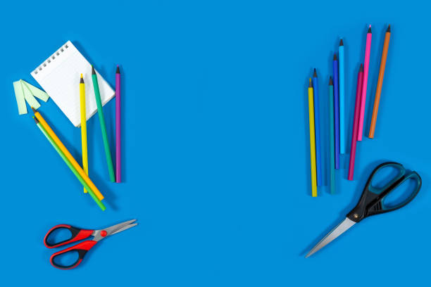 istock School supplies on a blue background 1334944763