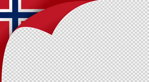 Vector illustration of Curled corner Norway flag isolated  on jpg or transparent  background,Symbols of Norway template for banner,card,advertising ,magazine,vector, top gold medal winner sport country