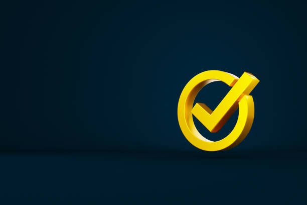 istock Standard quality control certification assurance guarantee. Check mark sign 3d and copy space. 3d illustration 1334948439