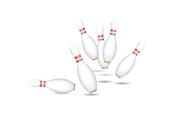 Bowling Pins Strike Bowling Pins Strike on White Background bowling strike stock illustrations