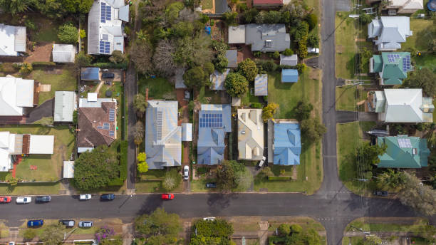 istock Aerial View Over a Regional City Suburb 1334960009