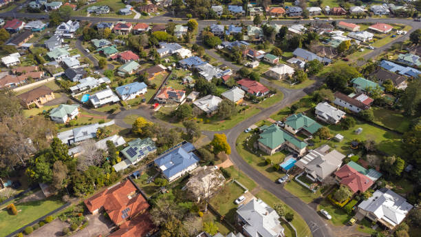 istock Aerial View Over a Regional City Suburb 1334960013