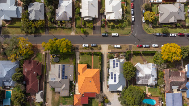 istock Aerial View Over a Regional City Suburb 1334960018