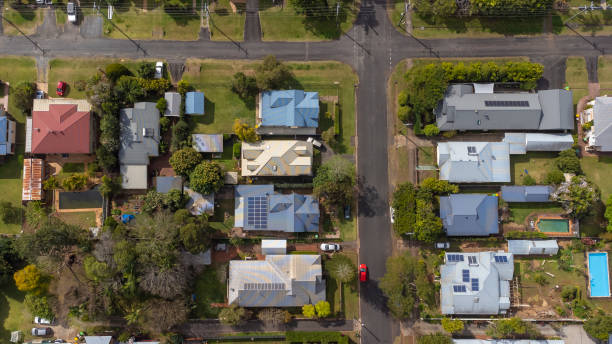 istock Aerial View Over a Regional City Suburb 1334960019
