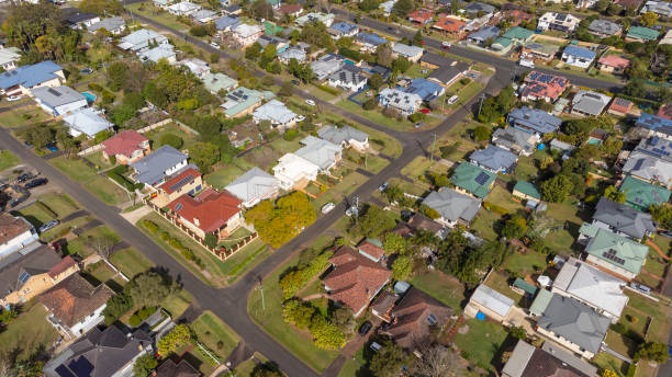 istock Aerial View Over a Regional City Suburb 1334960022
