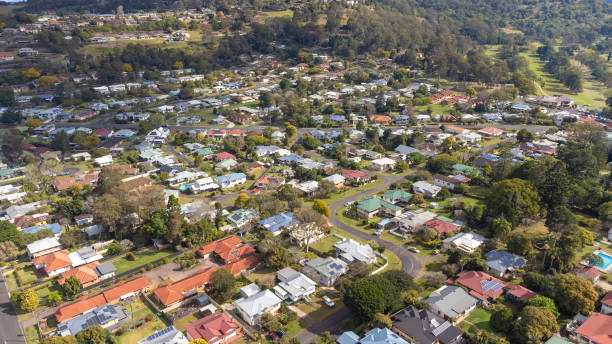 istock Aerial View Over a Regional City Suburb 1334960024