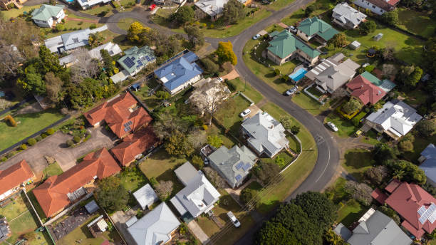 istock Aerial View Over a Regional City Suburb 1334960030