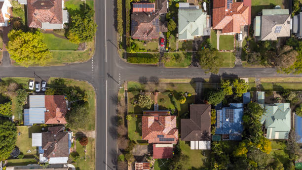 istock Aerial View Over a Regional City Suburb 1334960032
