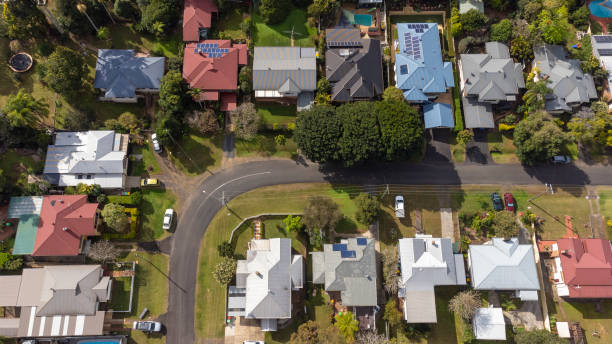 istock Aerial View Over a Regional City Suburb 1334960035
