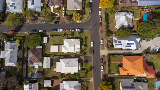 istock Aerial View Over a Regional City Suburb 1334960036
