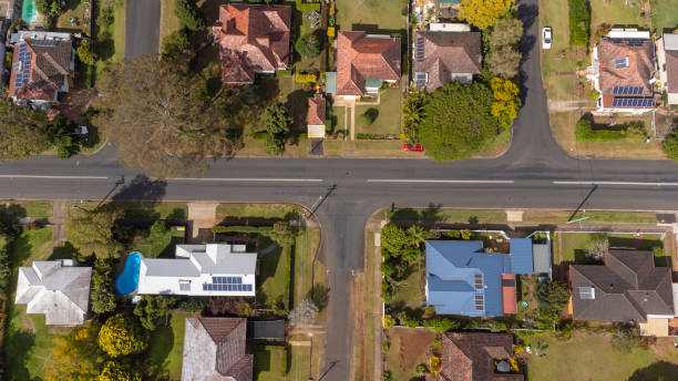 istock Aerial View Over a Regional City Suburb 1334960043