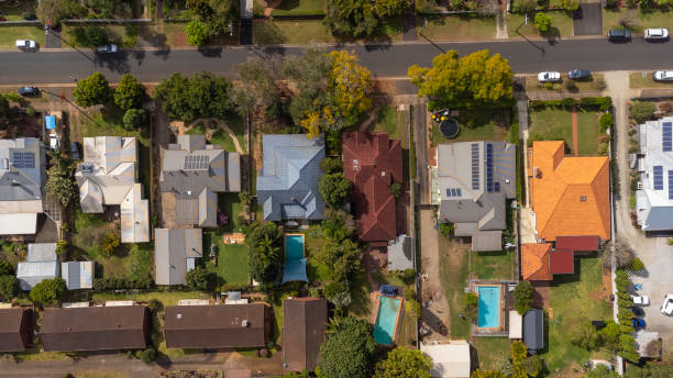 istock Aerial View Over a Regional City Suburb 1334960047