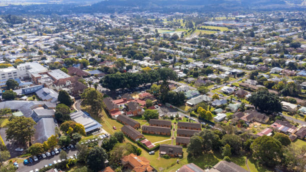 istock Aerial View Over a Regional City Suburb 1334960048