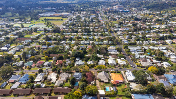 istock Aerial View Over a Regional City Suburb 1334960049