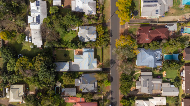 istock Aerial View Over a Regional City Suburb 1334960054