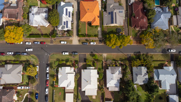 istock Aerial View Over a Regional City Suburb 1334960055