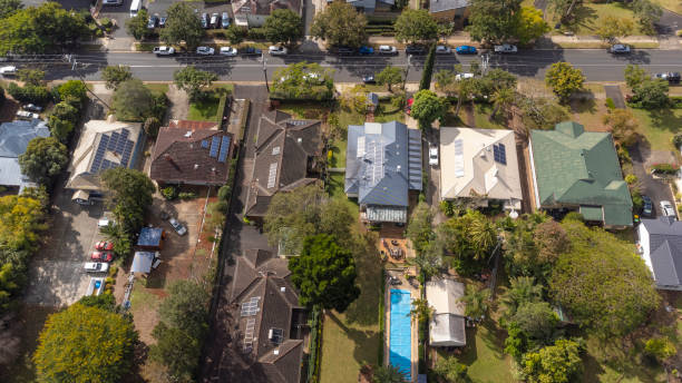 istock Aerial View Over a Regional City Suburb 1334960402