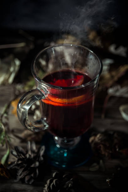 istock Glass of glintwein close up, rustic style 1334963003